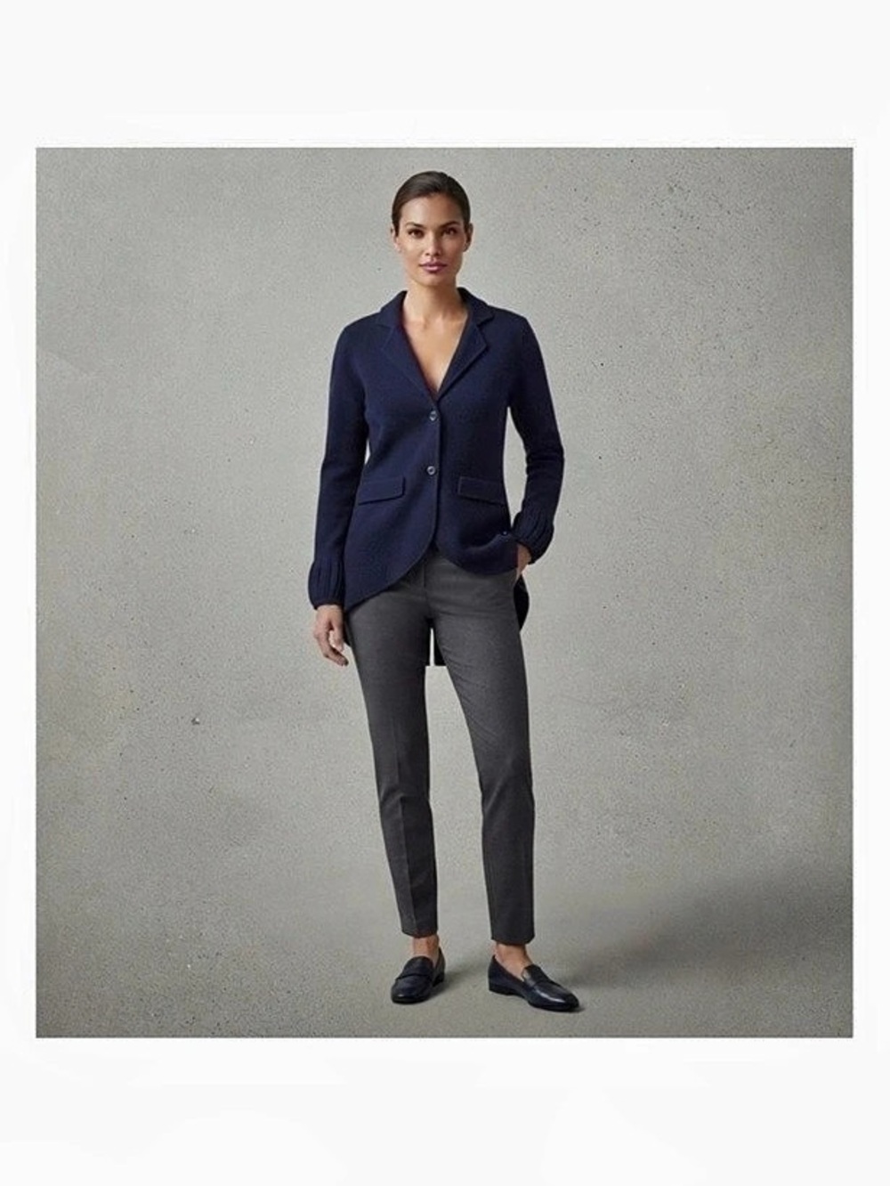 RAFFI Cashmere Cardigan Black Blazer High Low Size Small